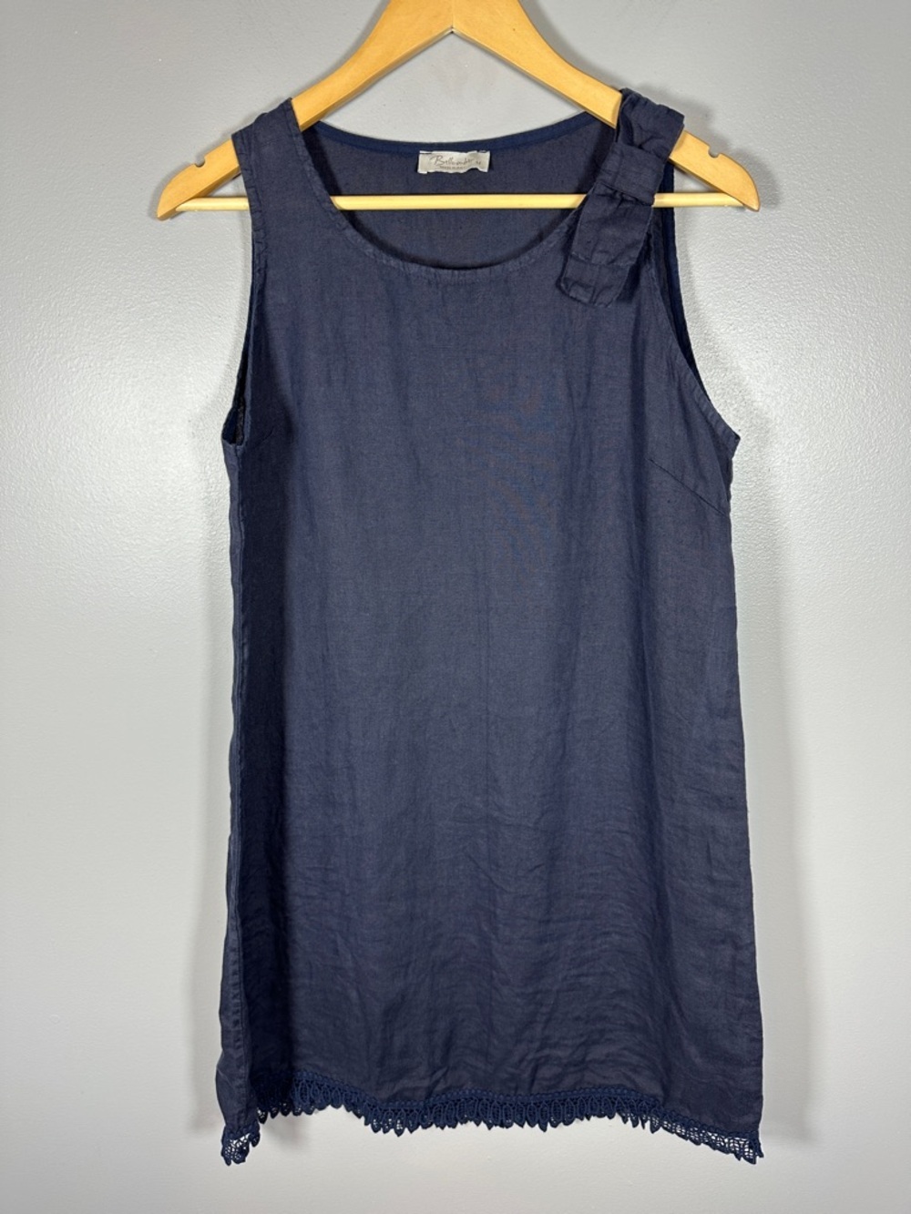 Bellambra 100% Italian Linen Navy Sleeveless Shift Dress Women’s Size Medium
